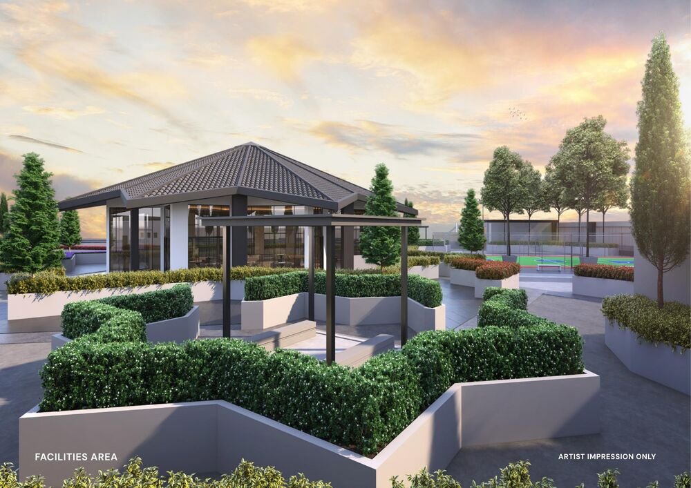 Landscaped facilities area with gazebo, artist impression