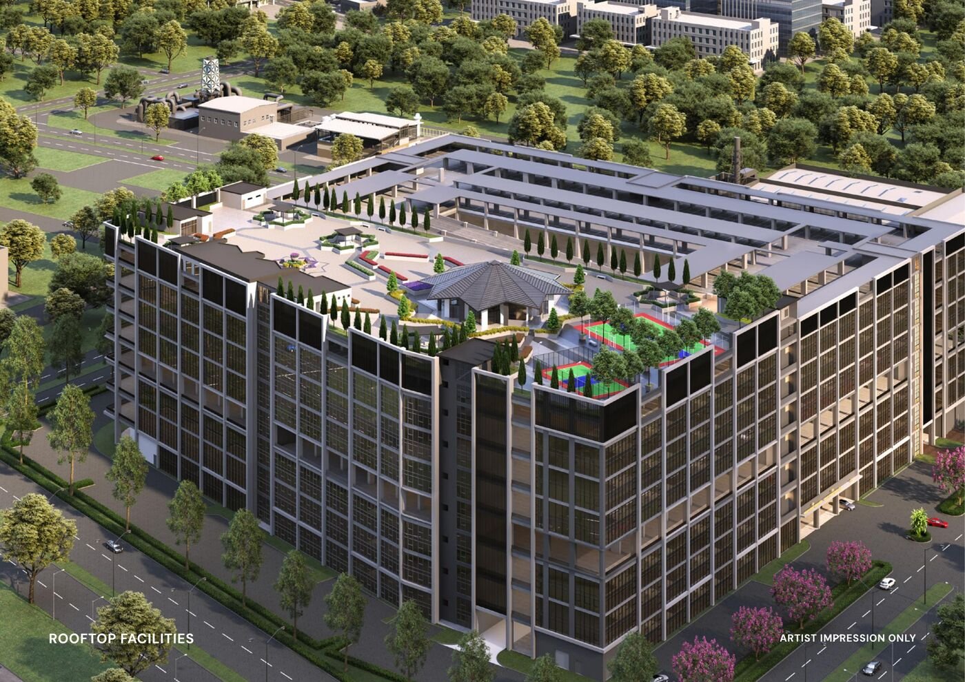 Rooftop facilities deck at Armani Bizcore, artist impression
