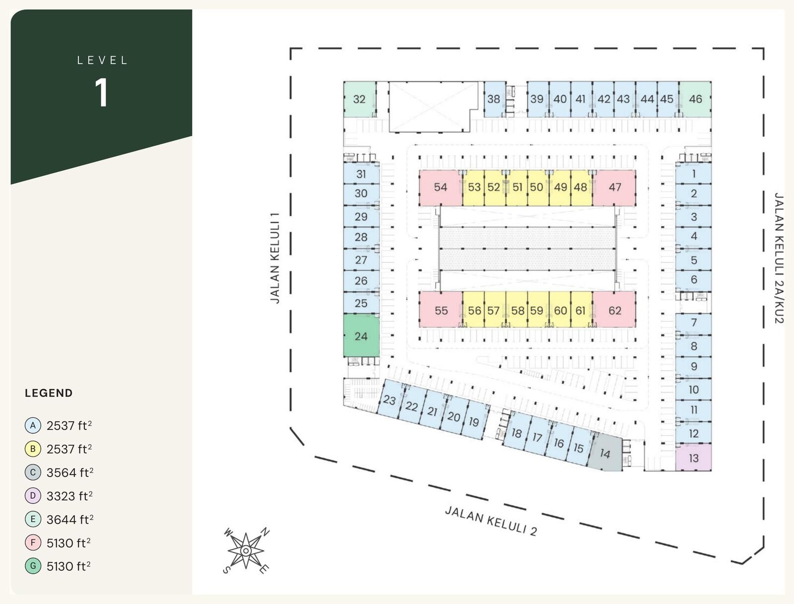 Armani Bizcore Level 1 floor plan with unit numbering