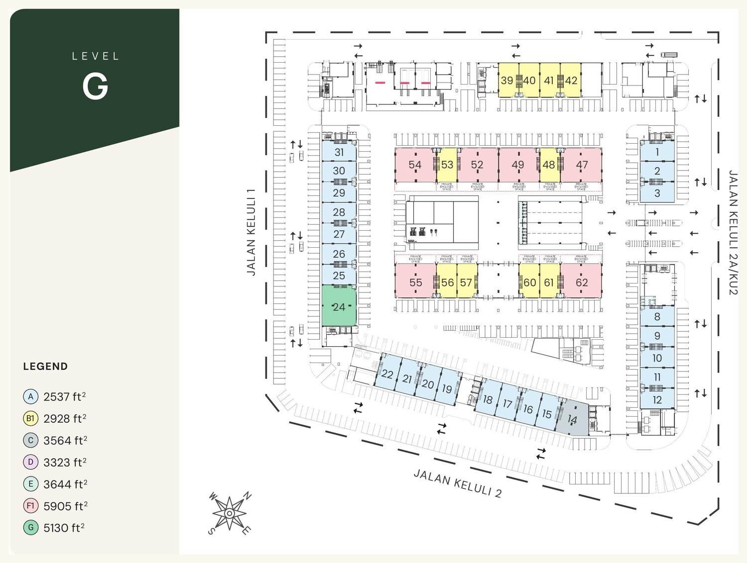 Armani Bizcore Level G floor plan with unit numbering